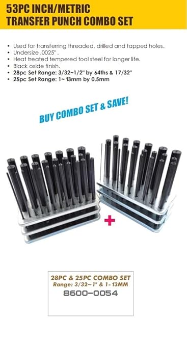 HHIP 8600-0043 25 Piece 1-13mm Metric Transfer Punch Set
