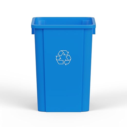 19 Gallon Blue Square Commercial Trash Garbage Can | Outdoor Office Restaurant School Kitchen