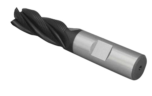 Accusize Industrial Tools 1/2'' Fine Tooth M42 8% Cobalt Tialn Roughing End Mill, 1/2'' Shk Dia, 1-1/4'' Flute Length, 3-1/4'' Oal, 4 Flute, 1104-0012