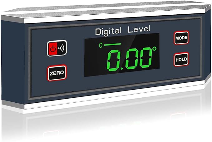 Digital Level Angle Finder Waterproof IP65 Protractor Angle Gauge Inclinometer with V-Groove Magnetic Base/0~360 Degree(Silver)