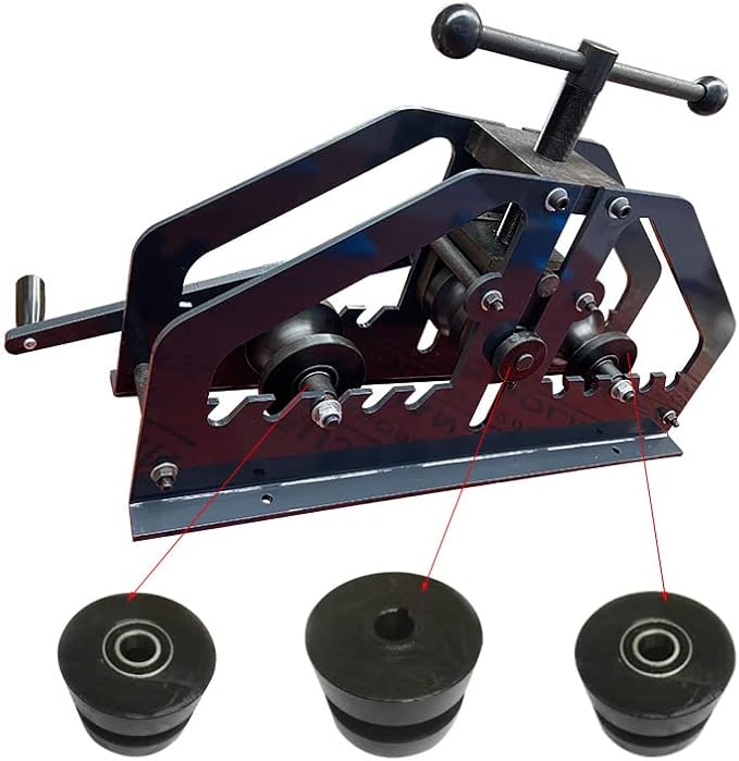 Manual Metal Tube Bender Machine, 1-1/4" to 2" Round Roller Stretcher Shrinker Bench Bending Set GDAE10 Heavy Duty Pipe Bender Tubing Notcher Durable Working Tools TR-60 for Flats, C Channel, Square