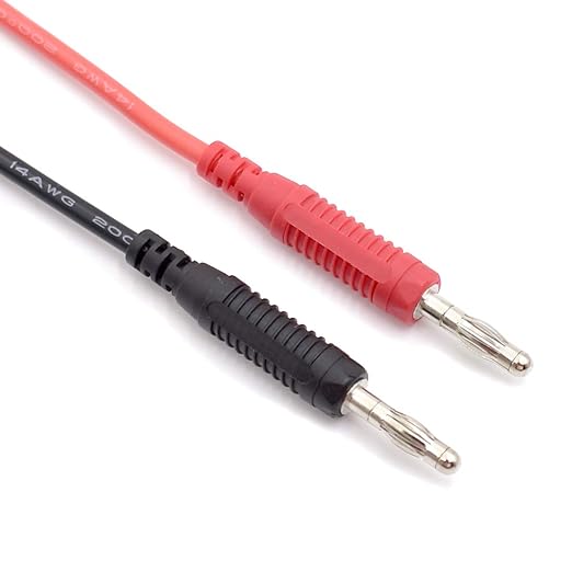 2Pcs 4mm Banana to Banana Plug Male to Male 14AWG Heavy Duty Silicone Test Leads Soft Test Cable Wire for Multimeter Electrical Testing 20A 3Ft