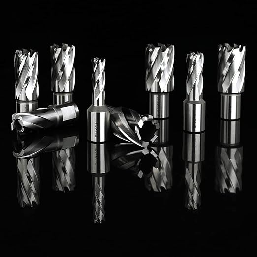 OSCARBIDE Annular Cutter Set 13pcs,1" Cutting Depth,3/4" Weldon Shank, 7/16 to 1-1/16 inch Cutting Diameter Mag Drill Bits for Magnetic Drill Press with 2 pcs Pilot Pins