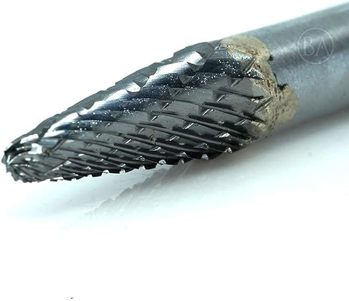 Benchmark Abrasives 6” Taper Shape Radius Double Cut Tungsten Carbide Die Grinder Bits Metal Deburring Tool Rotary Burr, 1/4 Inch Shaft, Engraving Tool for Woodworking Shaping Carving (SL-1)