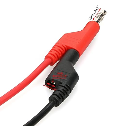 Sumnacon Multimeter Banana Plug to Crocodile Alligator Clip Test Probe, 2PCS 4mm Stackable Colorful Silicone Banana Plug to Alligator Clip Test Probe Lead Wire Cable 1M/3.3 Ft