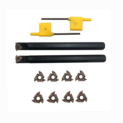 Lather Threading Tool Bit Set External Internal Threading Boring Bars Turning Tool Holders with 11IR AG60 16ER 16IR AG60 Carbide Threading Inserts (2pcs Boring Bars + 16ER IR AG55)