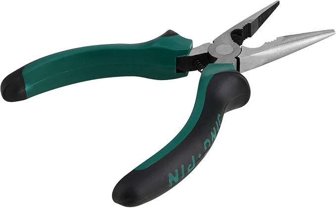 SINJEUN 15 Pack 6 Inch Needle Nose Pliers, Long Needle Nose Pliers with Wire Cutter, Insulated Handle Side Cutting Long Nose Pliers for Cutting and Bending Wire