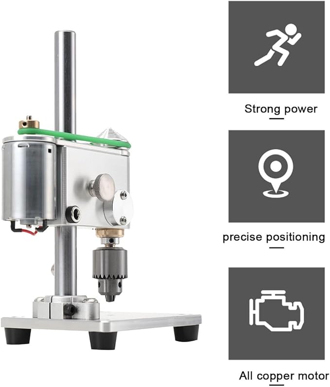 Mini Drill Press, Precision Variable Speed Benchtop Drill Press, Electric Portable Bench Drilling Machine JT0 Chuck CNC 360° Rotating for Metal Wooden DIY Jewelry Making Crafts Tool