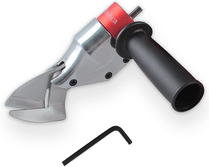 360° Pivoting Drill Metal Shear Attachment - for Curved & Straight Cutting, Professional Power Tool Accessory for Cordless & Corded Drills, Metal Cutter for Iron, Aluminum & Copper Sheets- R