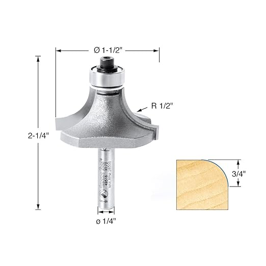 Amana Tool - 49516 Carbide Tipped Corner Round 1/2 Radius x 1-1/2 Dia x 3/4 x 1/4" Sha