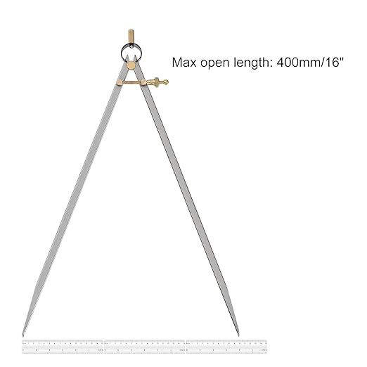 Spring Joint Caliper - [16 Inch] Carbon Steel Spring Divider Caliper with Brass Fulcrum for Metalworking Drawing Use, Flat Leg