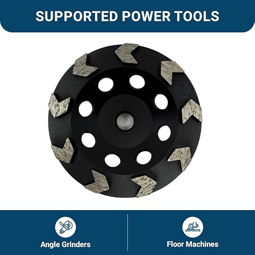 Benchmark Abrasives Grinding Wheels 4 1/2 Inch Arrow Type Diamond Cup Wheel with 5/8"-11 Arbor Hole for Masonry, Natural Stone, Concrete Grinding Wheel - Angle Grinder Attachments (4.5”)