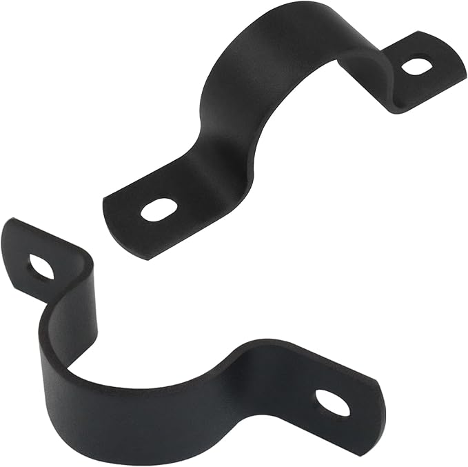 12Pcs Black Pipe Strap, 1 Inch Metal Pipe Clamp Rigid Conduit Clamp, 2 Hole U Bracket for Pipe Fixing/Plumbers(Inside Diameter: 3.5cm)
