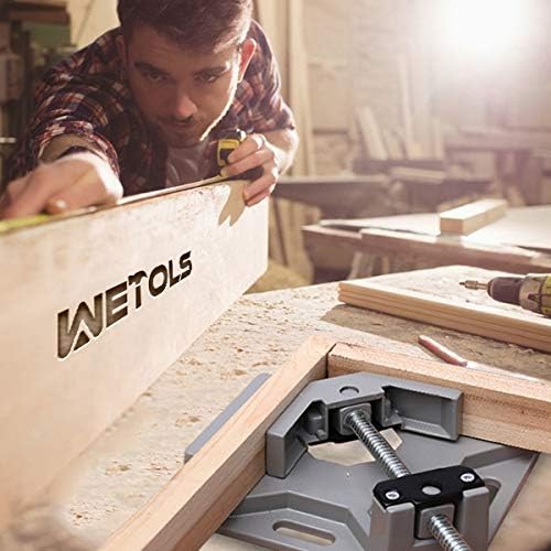 WETOLS Corner Clamp for Woodworking 2PCS 90 Degree Right Angle Clamp with Adjustable Aluminum Alloy Swing Jaw, Single Handle Clamps for Woodworking, Photo Framing, Gifts for Men Dad