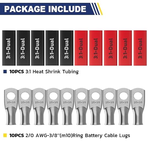 haisstronica 10pcs 2/0 AWG - 3/8"(M10) Tinned Copper Battery Lugs
