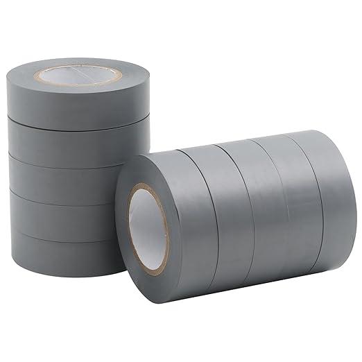 QILIMA Electrical Tape 10 Pack 3/4-Inch by 60 Feet,Lead-Free Flame Retardant Electrical Tape, Adhesive for General Home Vehicle Auto Car Power Circuit Wiring Sliver (130mic)