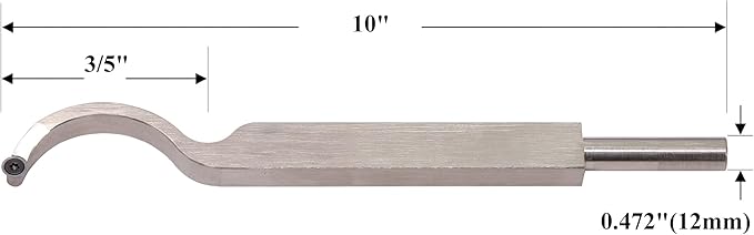 Swan Neck Hollower 10 Inches Wood Turning Tool Carbide Tipped Lathe Chisel Tool Bar with Ci5 8.9mm Round Carbide Insert Cutter for Wood Hobbyist or DIY or Carpenter