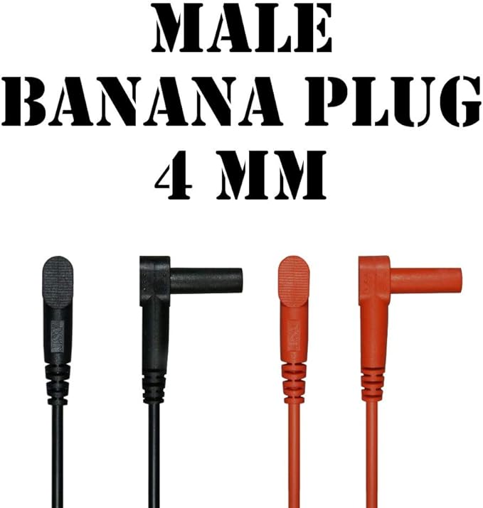 Test Leads SILICONE Alligator Clip Bed of Nails to Banana Plug Male Right Angle (18 inches)
