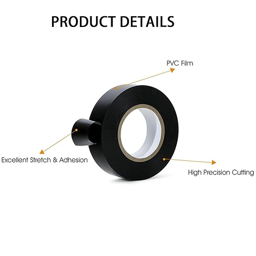 ROSEUP 6-Pack Black Electrical Tape, 3/4 in x 66ft, Professional Flame Retardant Waterproof PVC Electrical Insulation Tape