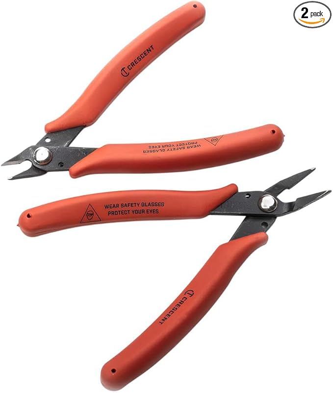 Crescent Shear Cutter Mini Pliers Set - Electrician Tool for up to 20-Gauge AWG Soft Wires (0.8 mm) - Premium Hand Tool - 2-Piece Set - S2KS5NN
