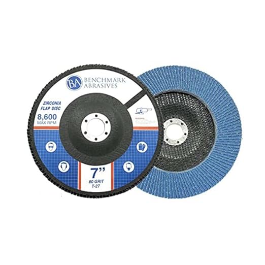 Benchmark Abrasives 7" x 7/8" Premium High Density Jumbo Zirconia Type 27 Flap Discs for Angle Grinder, 7 Inch Sanding Discs, Finishing, Deburring, Rust Removal - Grinding Wheels - (10 Pack) 80 Grit