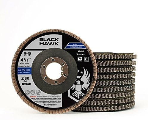BHA Grinding and Sanding Flap Discs T27, 4-1/2" x 7/8", 80 Grit - 10 Pack
