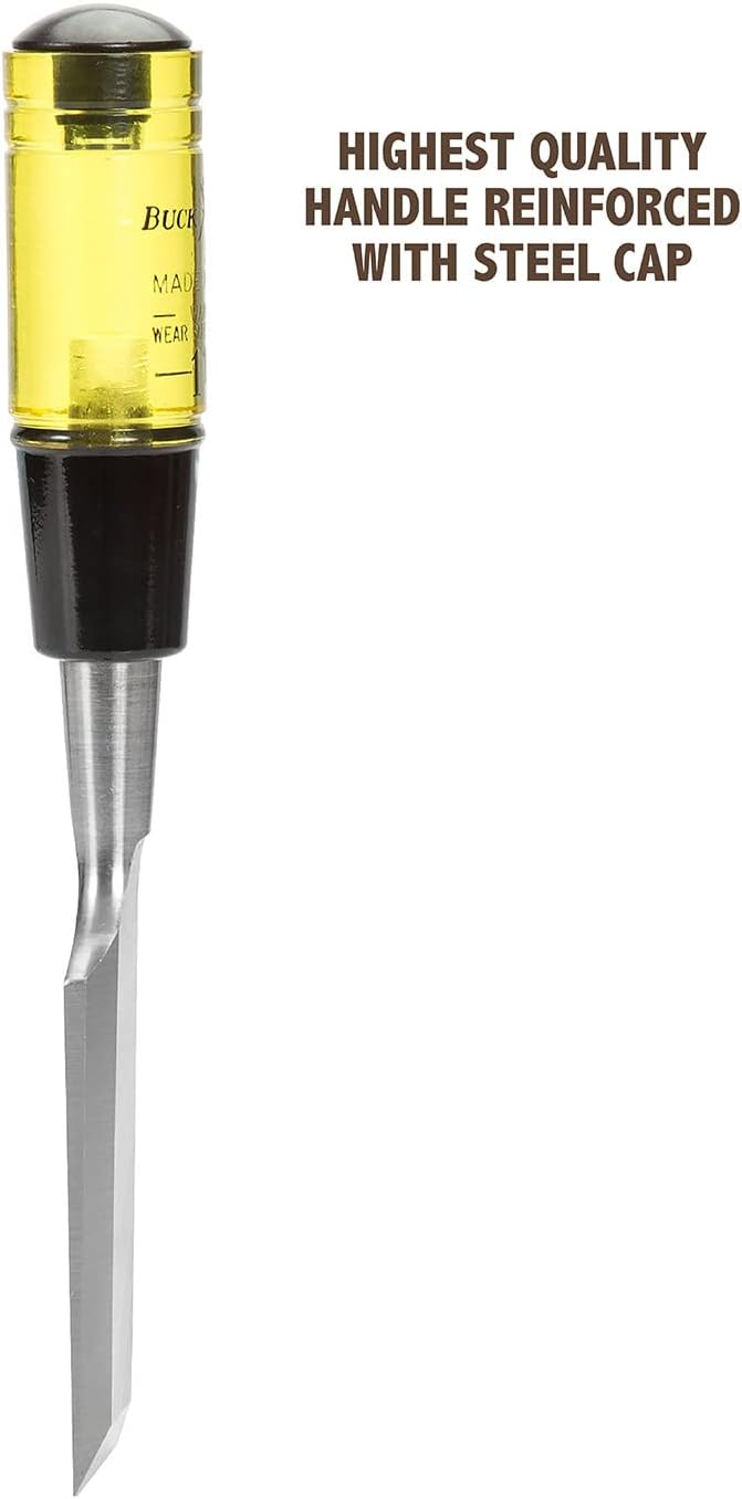 Buck Brothers 120108BC 1-1/2" Wood Chisel Made in USA, For Paring and Finishing Cuts in Carpentry and Woodworking, Tempered Tool Steel Blade, Mallet-Safe Handle