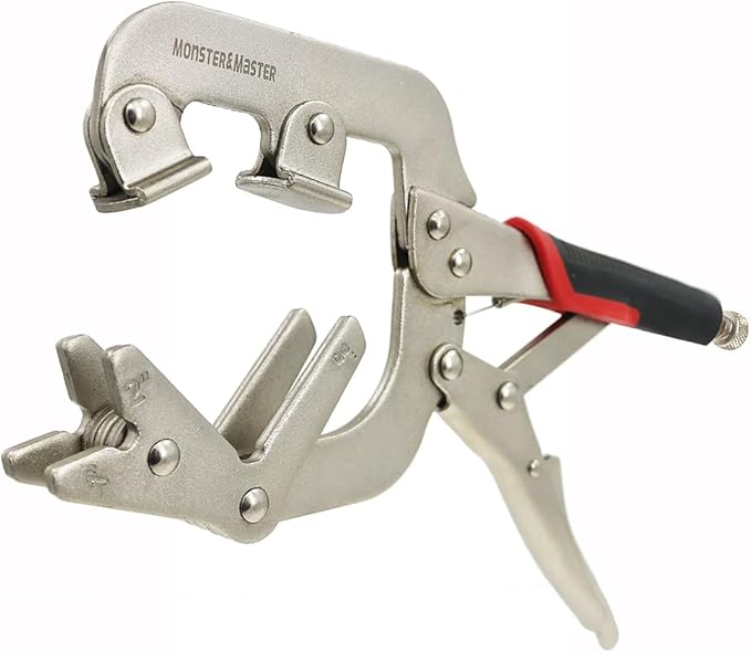 Monster & Master Welding Pipe Plier Clamp, Fast Release, C-Clamp Locking with Large V-Pads, 10 Inch, 1pcs, ATHUS-MM-WLP-S9
