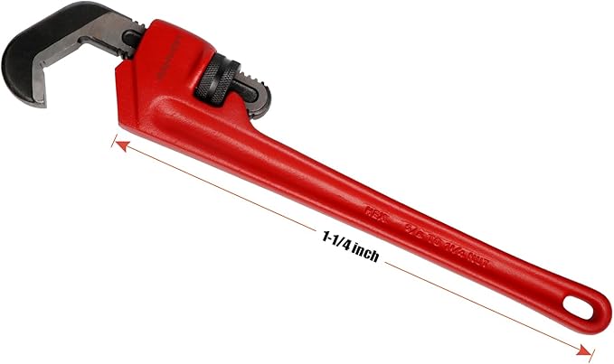 14-1/2-inch Heavy Duty Hex Pipe Wrench, Model E-114 Straight Plumbing Wrench