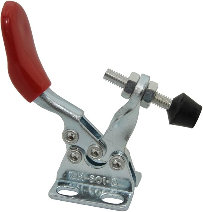 4PCS Toggle Clamp 201A Hand Tool 60 lbs / 27kg Holding Capacity Antislip Horizontal Quick Release Tool Silver&red