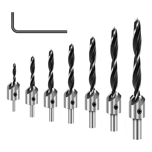 COMOWARE Countersink Drill Bits Set- 7Pcs Counter Sink Bit for Wood High Speed Steel, Woodworking Carpentry Reamer with 1 Free Hex Key Wrench