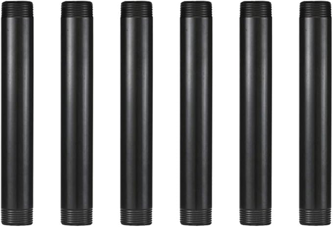 GeilSpace 1" × 8" Pre-Cut Black Metal Pipe, Industrial Steel Fits Standard One Inch Threaded Pipes and Fittings - Vintage DIY Industrial Shelving (1" × 8", Black)