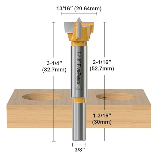 FivePears Forstner Drill Bit 3/8 inch Shank, 13/16 inch Cutting Diameter, Carbide Tipped Wood Hole Saw Auger Opener, Hole Opener Hinge Hole Cutter for Woodworking, Plastic, Plywood Products