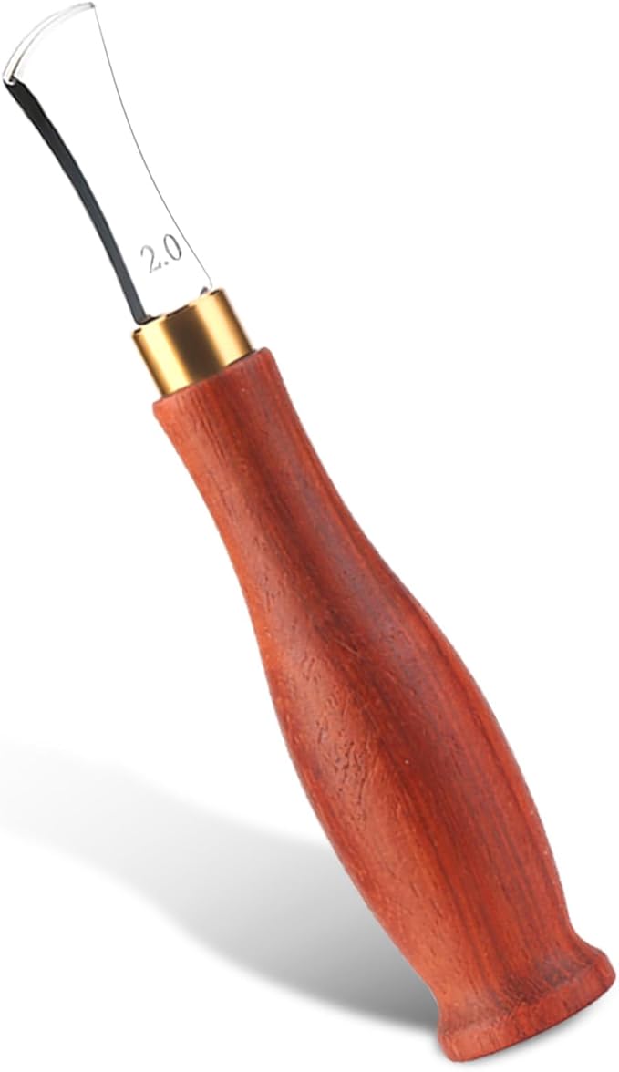 UOOU Leather Edge Creaser,2.0mm Professional Leather Tool,Edge Creaser Stainless Steel Red Wood Handle Tool for Beginners DIY Leather Craft