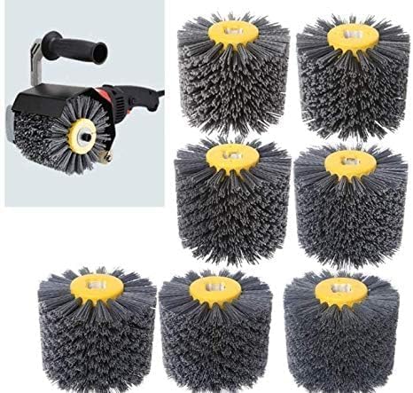 Abrasive Nylon Drawing Wheel Drum Burnishing Brush for Wooden Polishing 1 Pack (60 Grit Black)