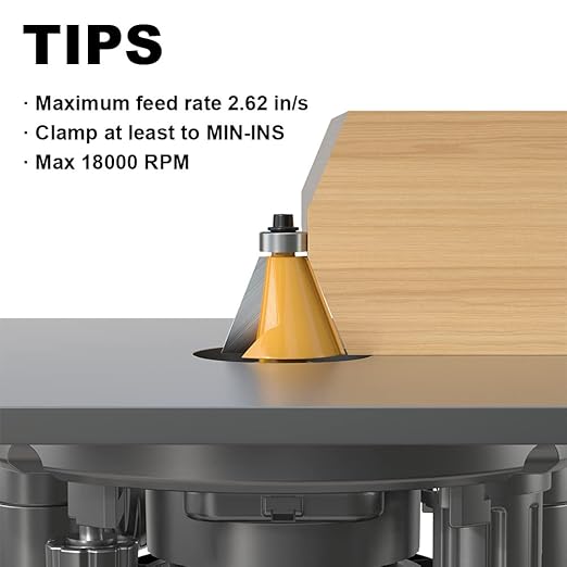 22.5 Degree Chamfer Router Bit with 1 Inch Cutting Length,1/2 Inch Shank Carbide Edge Forming Bevel Router Bit with Bearing, Chamfer Bit Miter Angle Milling Cutters Tool
