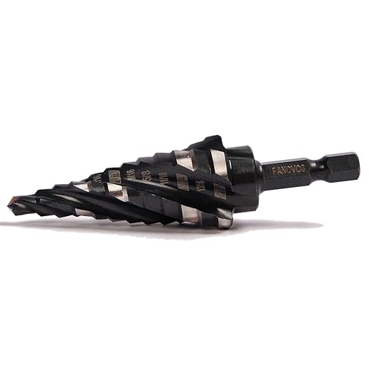 Four Spiral Flute M35 Cobalt Step Drill Bit Set 3/16" - 7/8"(12 Sizes),Impact Ready Four Flute Step Drill Bit,1/4" Hex Shank Step Bits for Metal, Stainless Steel, Aluminum, Wood, Plastic