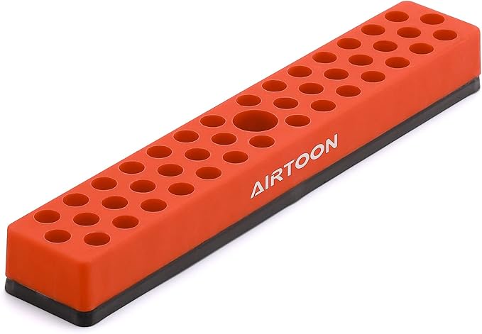 AIRTOON 1/4" Magnetic Hex Bit Holder, 43 Holes Bit Storage with Strong Magnetic Base, Magnetic Screwdriver Bit Organizer, Orange