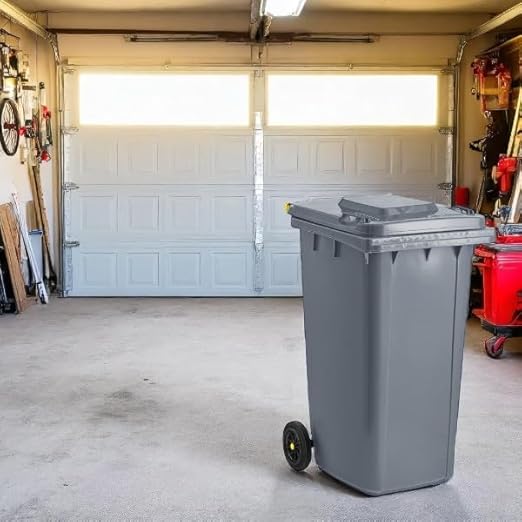 PRO&Family Wheeled Outdoor Trash Can Garbage Can Garage Trash Can for Restaurants/Hospitals/Offices/Back of House/Warehouses/Home (Blue, 64 Gallon)