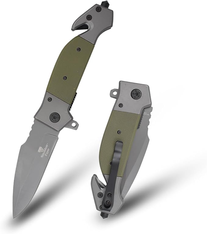 Snake Eye Tactical Heavy Duty Every Day Carry Folding Pocket Knife (Green-1019)