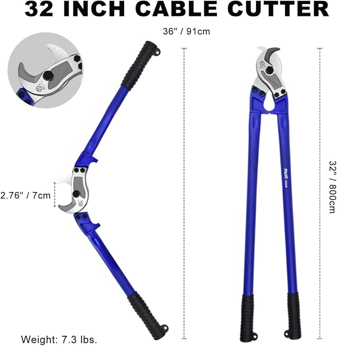 ZrgGea 32 inch Heavy-Duty Cable Cutter | Industrial-Grade, Forged T8 Alloy Steel, HRC56, Sharp Cutting. For Cables and Wire Ropes
