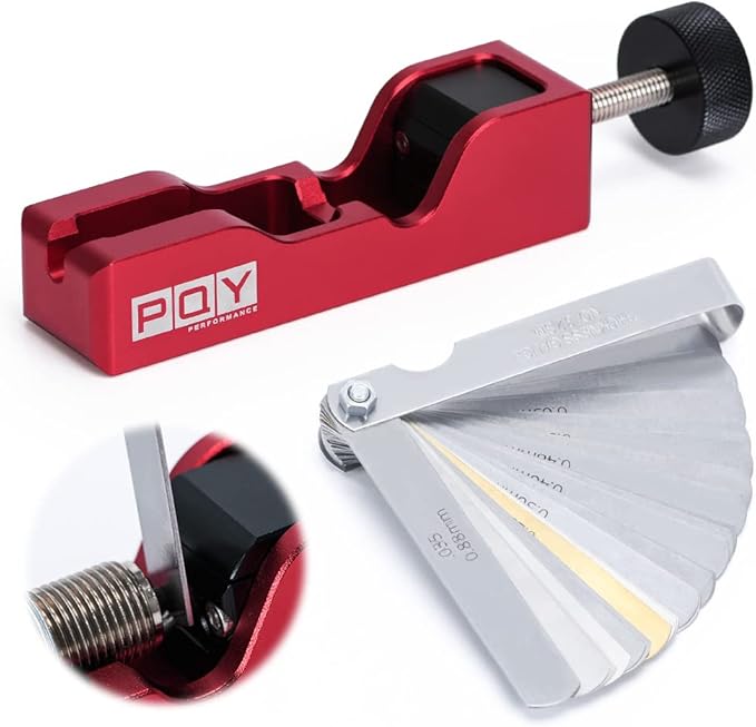 Universal Spark Plug Gap Tool with 32 Blades Steel Feeler Gauge for Most 10mm 12mm 14mm 16mm Spark Plugs Red
