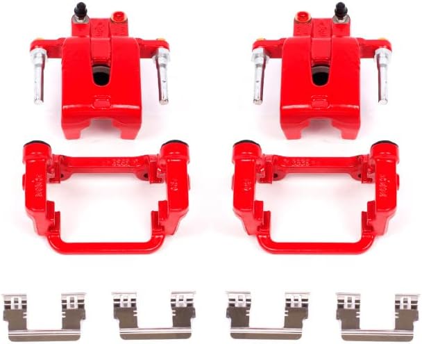 Power Stop S4992 Rear Red Powder Coated Calipers Pair For Chrysler 300 | Dodge Challenger Charger Magnum [Application Specific]