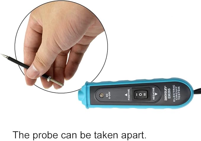allsun Professional Automotive Circuit Tester,Short Circuit Finder with Buzzer Alarm & LED Light, 6-24V Power Detector Probe with Overload Protection, 5m Cable for Car DIY Repair