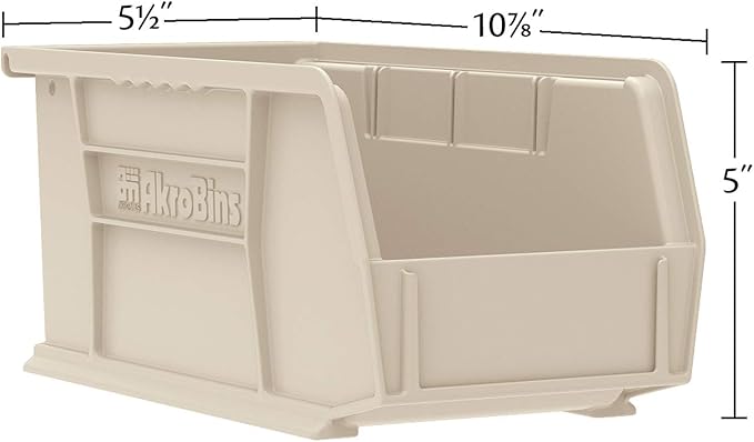 Akro-Mils 30230 AkroBins Plastic Storage Bins, Space-Saving Stackable Bins for Garage, Pantry, Craft Organization, 11-Inch x 5-Inch x 5-Inch, Green, 12-Pack
