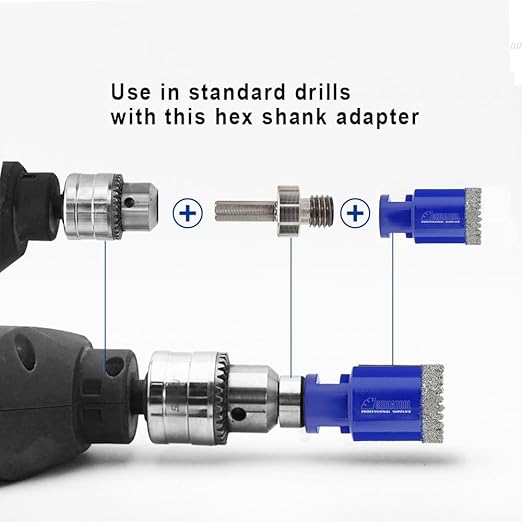 SHDIATOOL Diamond Drill Core Bits Kit Hole Saw Sets Diamond Drill Mould Guide for Drilling Porcelain Tile Marble Ceramic Granite with Hollow EVA Guide Jig 10pcs(6/8/10/25/35/50/65/10MM/2inch/HEX)