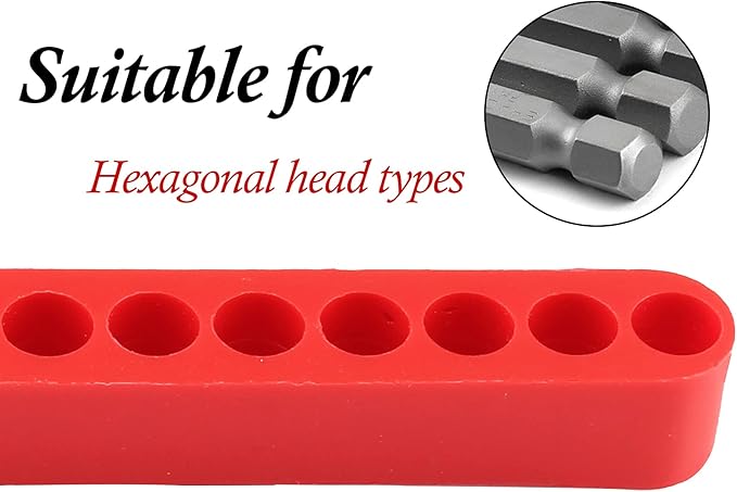 20Pcs 11 Holes Hex Shank Screwdriver Bit Holder, Plastic Screwdriver Head Storage Case, Drill Bit Storage Case, Screwdriver Head Holder Organizer Fit for 1/4 Inch Hex Shank, Red