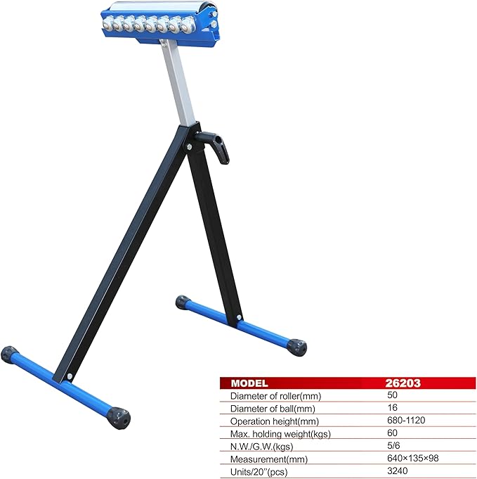 3-in-1 Roller Stand for Woodworking, Adjustable Height 26.77-44.09 In Heavy Duty Stainless Steel Folding Stand with Polished Multi-Directional Material Support for Table Saw, Miter Saw, Planers
