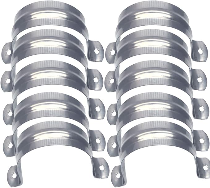 Nge 3inch Rigid Pipe Strap Clamp, Two Hole Strap,U Bracket Tube Clip, Stainless Steel Heavy Duty Pipe Fasten Holder, For The Inner Diameter of Water Pipe is 3 Inche,10PCS