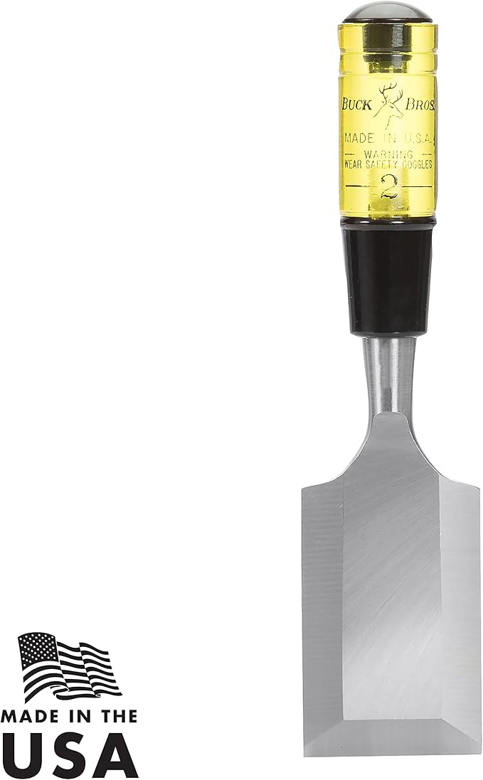 Buck Brothers 120109BC 2 Inch Wood Chisel Made in USA, For Paring and Finishing Cuts in Carpentry and Woodworking, Tempered Tool Steel Blade, Mallet-Safe Handle